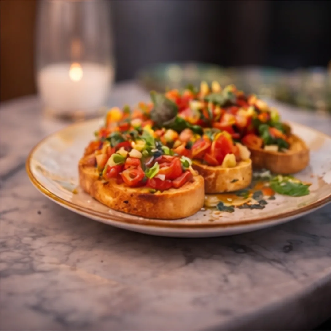 Bruschetta della Casa with vine-ripened tomatoes and basil at La Terrazza, Ocala